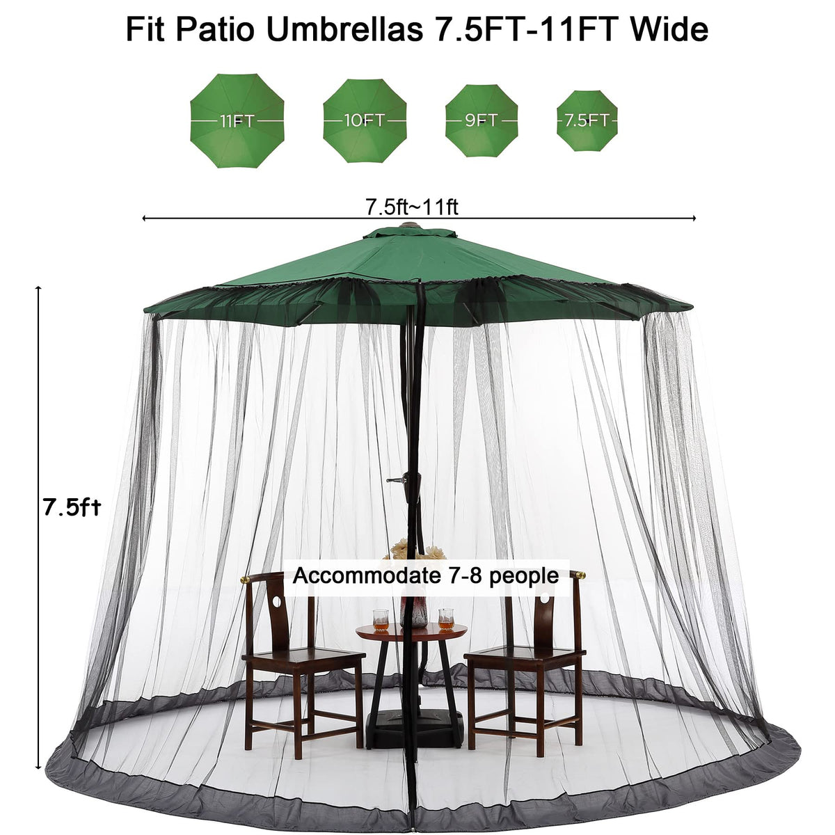 DINHAND adjustable diameter and height fit a range of 7.5 to 11 ft setups.