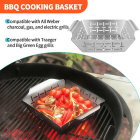 Dinlon grill basket backyard-friendly design ideal for camping and tailgating.