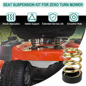 Dinlon high-strength steel construction for durable mower seat parts.