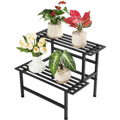Dipion 2-Tier Plant Stand front view with two levels for plants