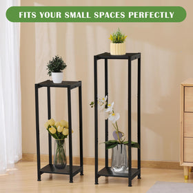 Dipion black vertical plant stand suited for window or corner use