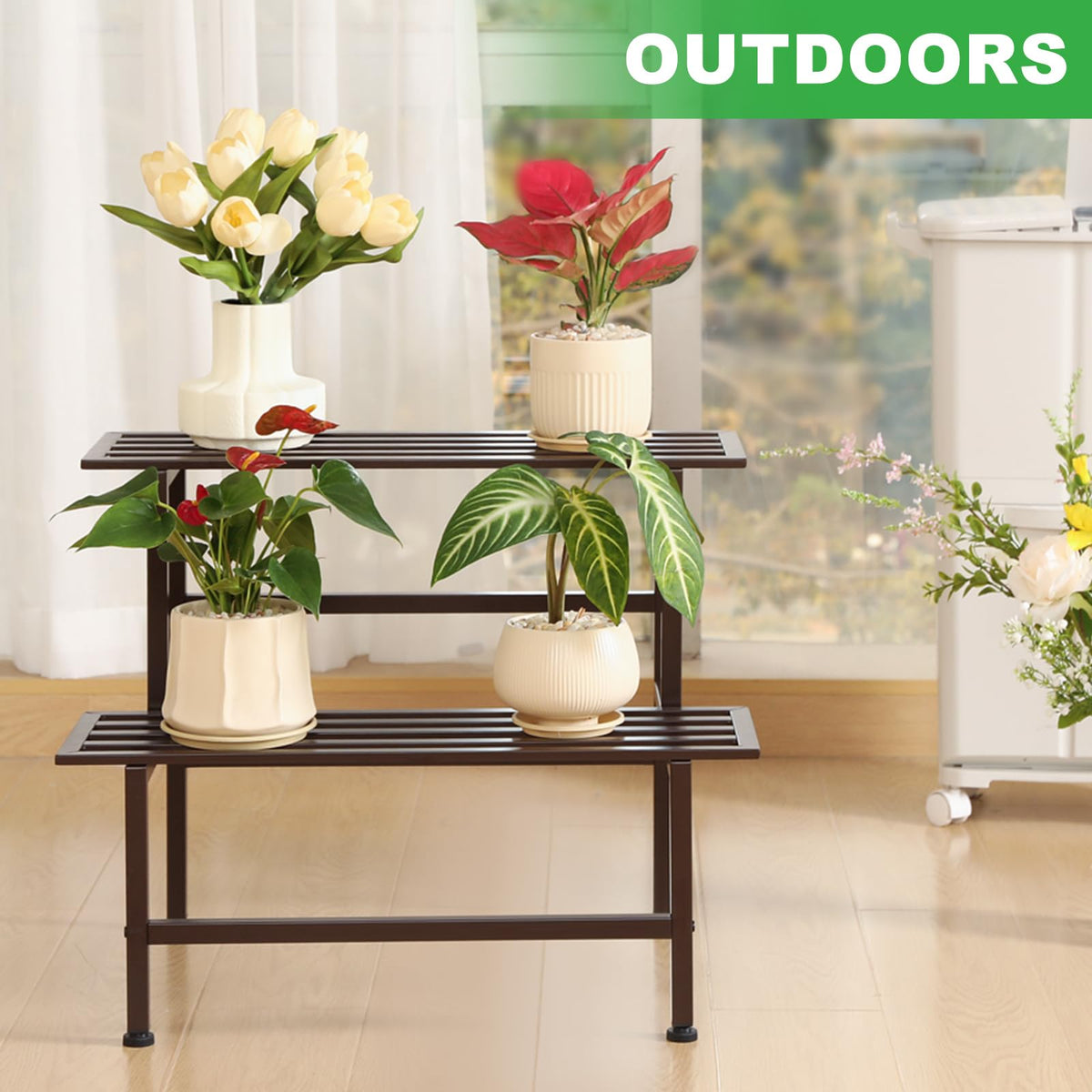 Dipion metal plant stand powder-coated rustproof finish for outdoors