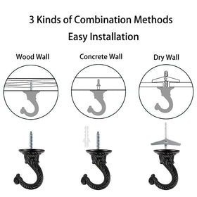 Installation on wall demonstrates hollow and solid wall mounting options.