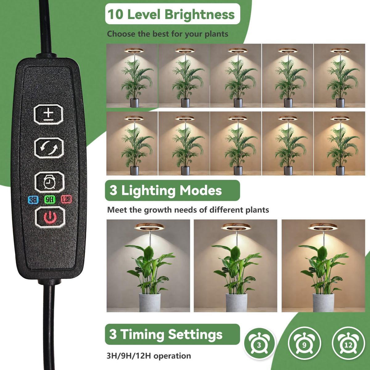 Dirciky wood-grain grow light with elegant faux woodgrain design.