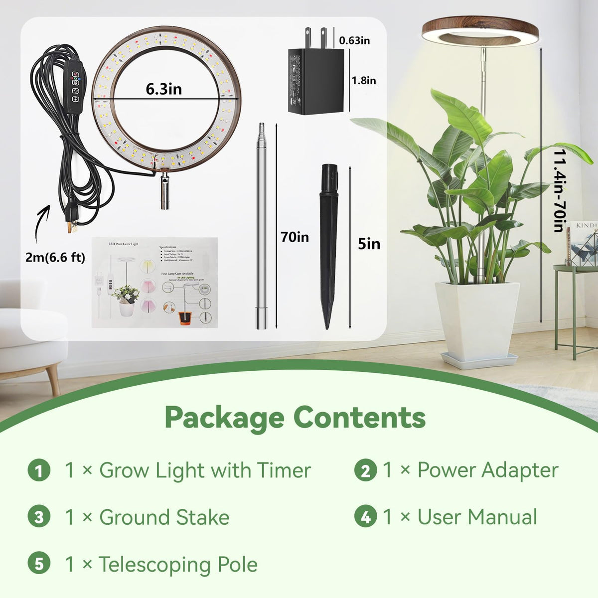 Dirciky wood-grain grow light with safe heat dissipation for indoor use.