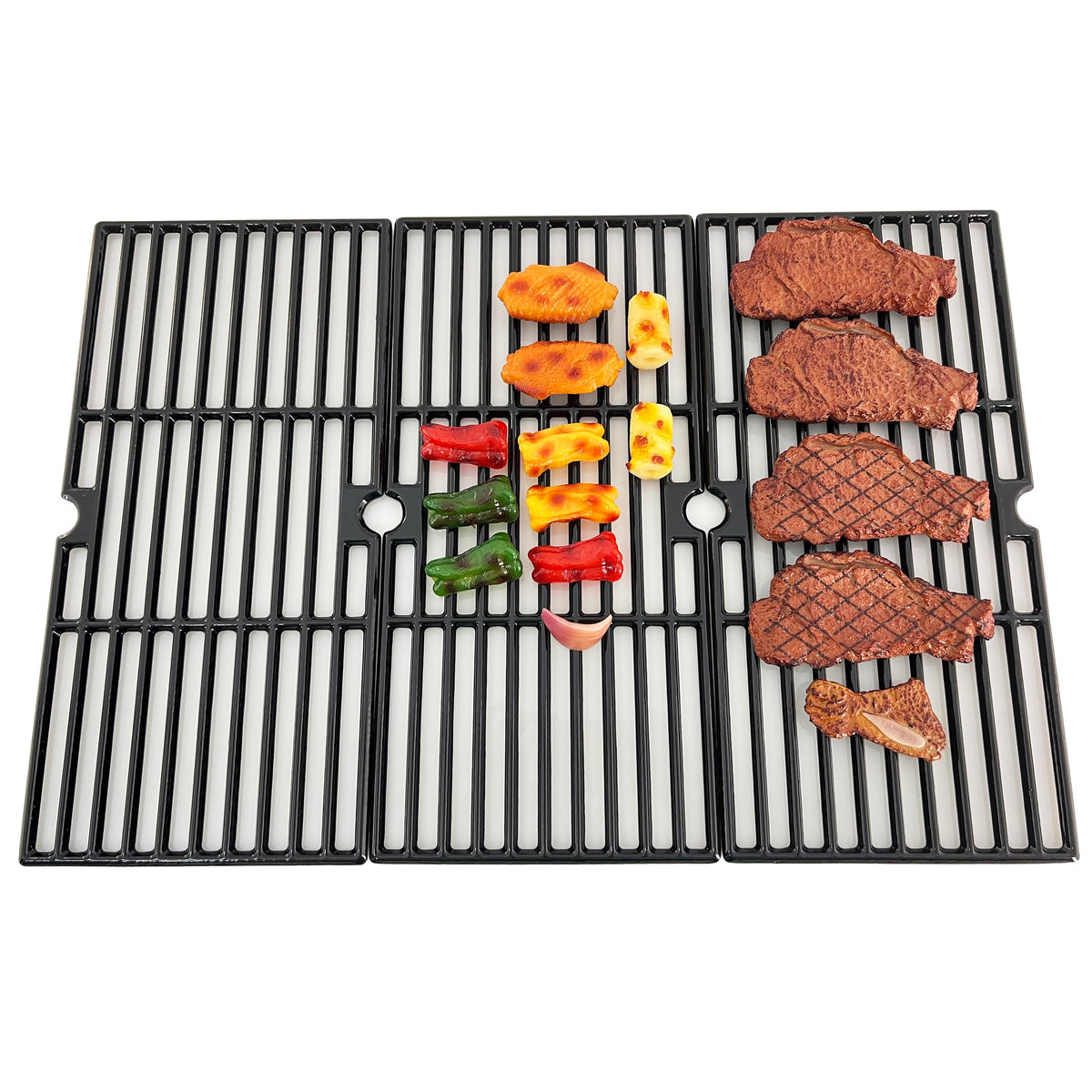 Direct Store DC115 cast iron grid highlighting durability and easy cleaning post-use
