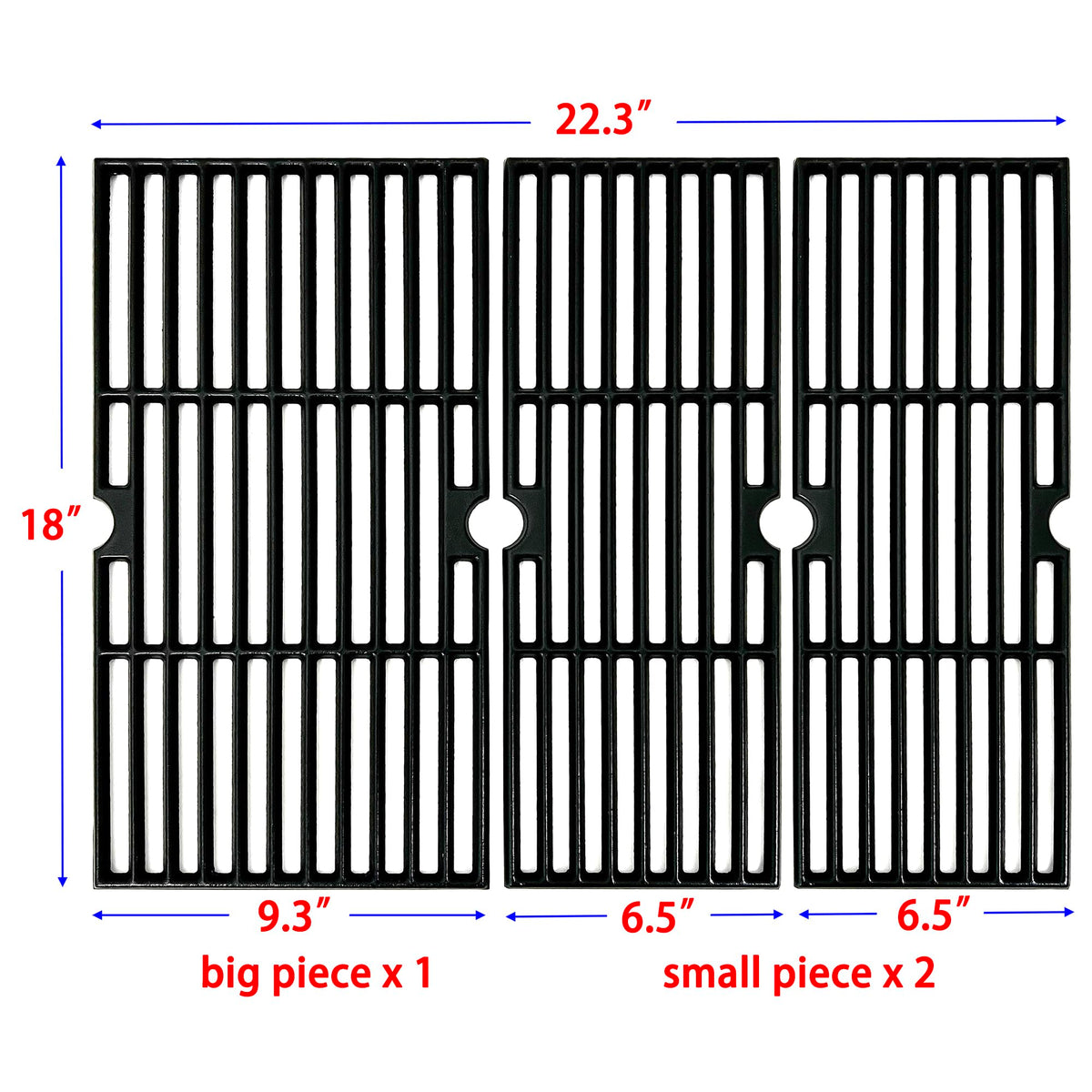 Direct Store DC150 18in grates top view showing durable cast iron construction for longevity.