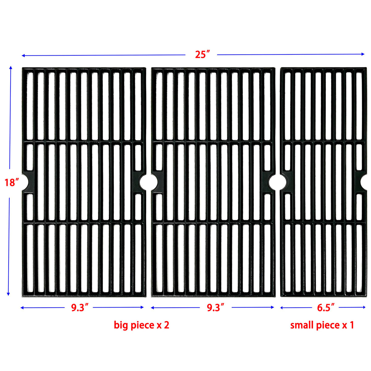 Close-up of DC151 cast iron grates showing durable matte finish.