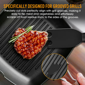 Dirvcp ergonomic handle ensures secure grip even when wet during grill cleaning