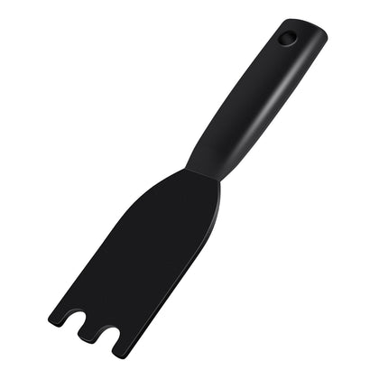 Dirvcp heat-resistant scraper shown on grooved George Foreman plates for safe post-use cleaning