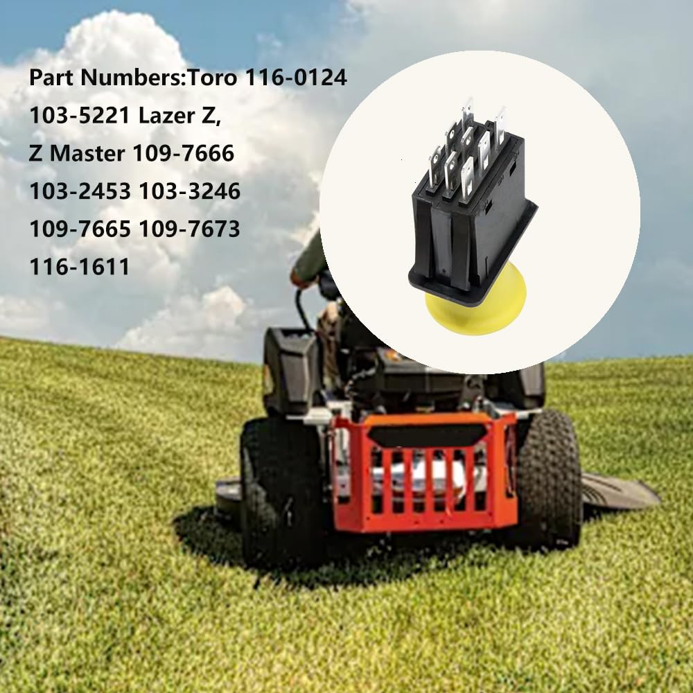 Diskary PTO switch front view with sturdy push-pull action for lawn mowers.