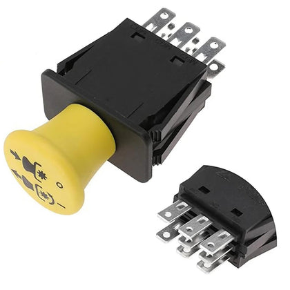 Diskary lawn mower PTO switch pull-push 10A with eight terminals, for reliable control.