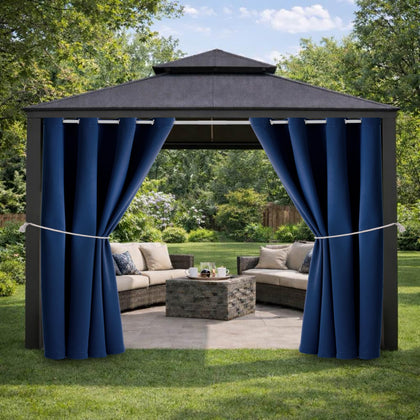 DIVA EN CAMINO DEC outdoor curtain with waterproof coating enhances patio privacy.