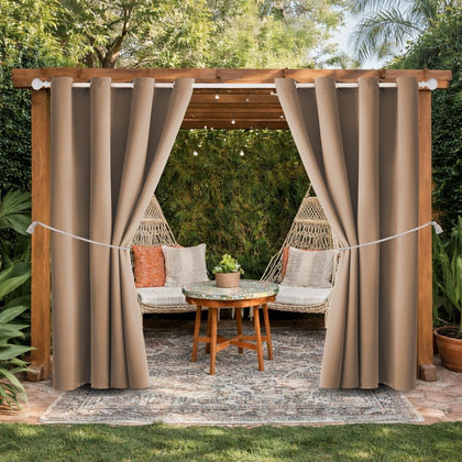 DIVA EN CAMINO DEC waterproof outdoor curtain 52x84 in camel brown for patio shade