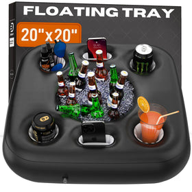 DIVEBLAST floating drink holder on a sunny pool keeps beverages within arm reach.