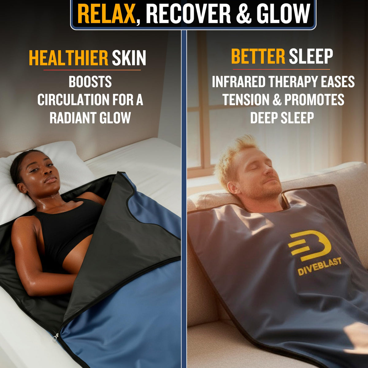 DIVEBLAST no-EMF blanket supports skin elasticity and glow.