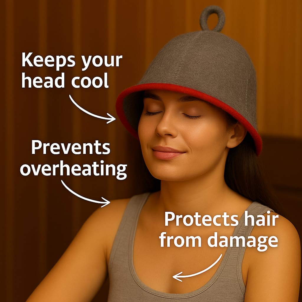 DIVELUX sauna hat wool closeup highlights natural breathable fibers for temperature control.
