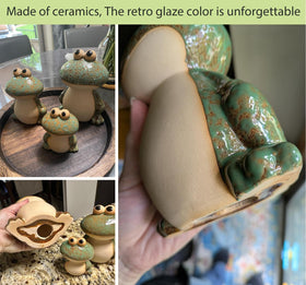 DIY Hub ceramic frog mom statue complements flower beds with playful elegance
