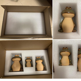 DIY Hub ceramic frog night-display pairs with solar lights for evenings