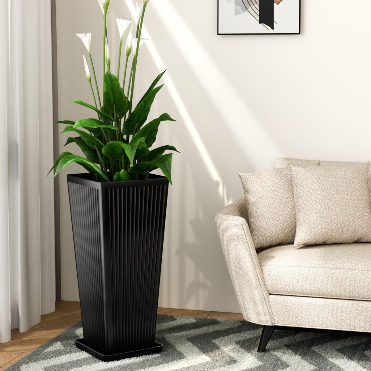 Diyfire two-pack front door planters with tapered silhouette enhances entry.