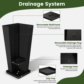 Diyfire planter with drainage holes and tray saucers for moisture control.