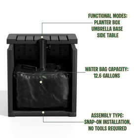 Diyfire water-bag-fill-attachment demonstrates secure counterweight for windy days