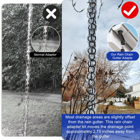 DIYIIRON gutter connector shows easy integration with downspout during heavy rain