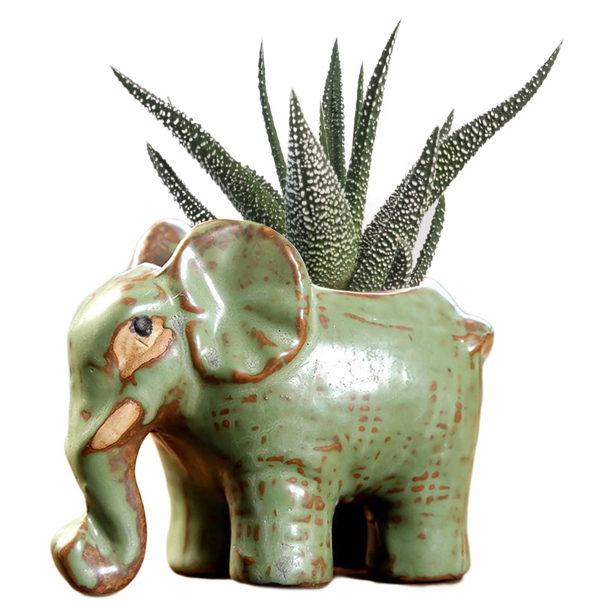 DIYOMR elephant planter ceramic with glossy glaze for desk decor