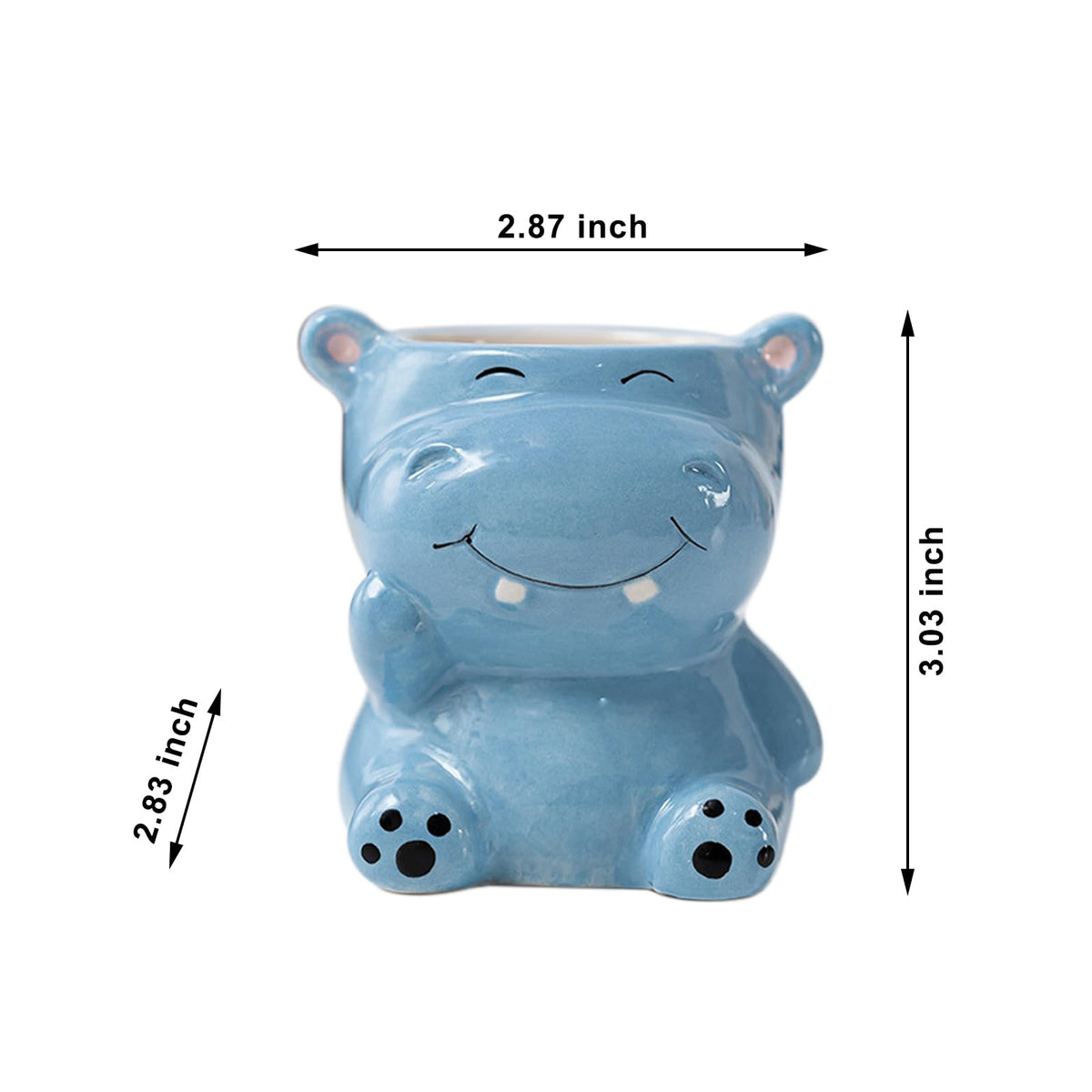 DIYOMR hippo planter top view shows plant opening