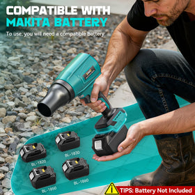 DIYtoolifz cordless blower variable-speed control tailors airflow for different tasks.