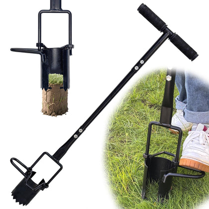 Dizvilz bulb planter tool long handle for standing planting with reduced strain