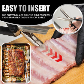 Djqjlf rib membrane removal tool set ergonomic grip in use during prep.
