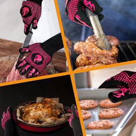 DKHDBD BBQ gloves offer 13.5-inch length for forearm protection while cooking.