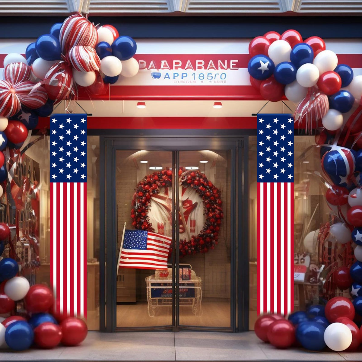 Dkomekii American Flag Banner for outdoor hanging, weather-ready decoration.