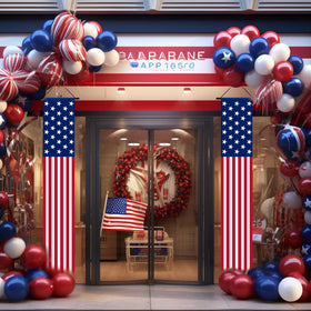 Dkomekii American Flag Banner for outdoor hanging, weather-ready decoration.
