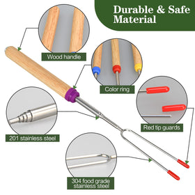 DkOvn purple rotating roasting stick for versatile grilling of small snacks.