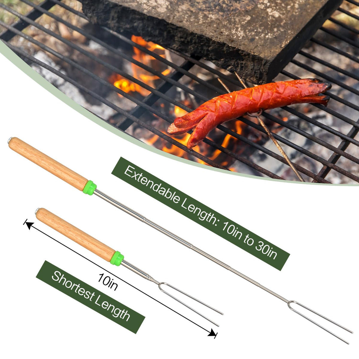 DkOvn red rotating roasting stick keeps kids' sticks distinct and fun.
