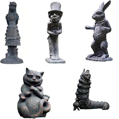 DKUWBJAS Alice Girl statue for gardens with antique bronze ambiance