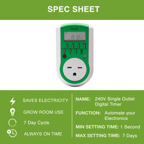 DL Wholesale Grow1 timer front panel with quick setup buttons for easy scheduling.