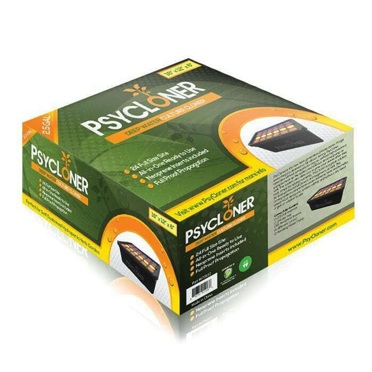 DL Wholesale Psycloner 2-gallon reservoir in use demonstrates soil-free propagation.