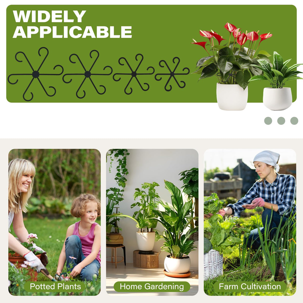 DLEHSRUU four-size stem supports adapting as plants grow for upright growth