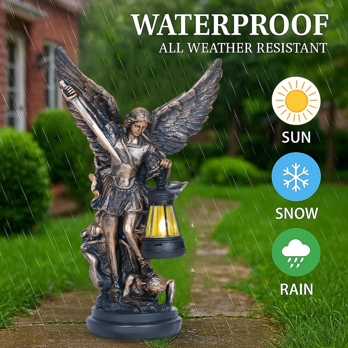 Dlfghos weather-resistant resin statue withstands sun and rain for outdoor use