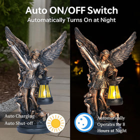 Dlfghos 12-inch Miguel Arcangel statue enhances patio decor with gentle illumination