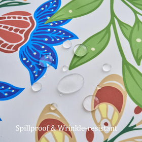 Dllxumm paisley-pattern outdoor tablecloth adds color to alfresco meals.
