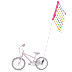 DLUGOPIS 6ft bike flag pink in use for roadside visibility on bicycles.