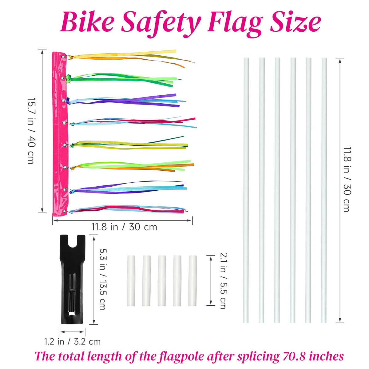 DLUGOPIS pole with flag assembly showing adjustable sections for different ride setups.