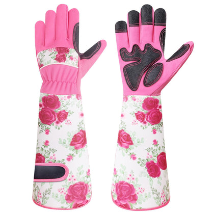 DLY Gardening Gloves rose pattern close-up showing stylish design and comfortable fit for women