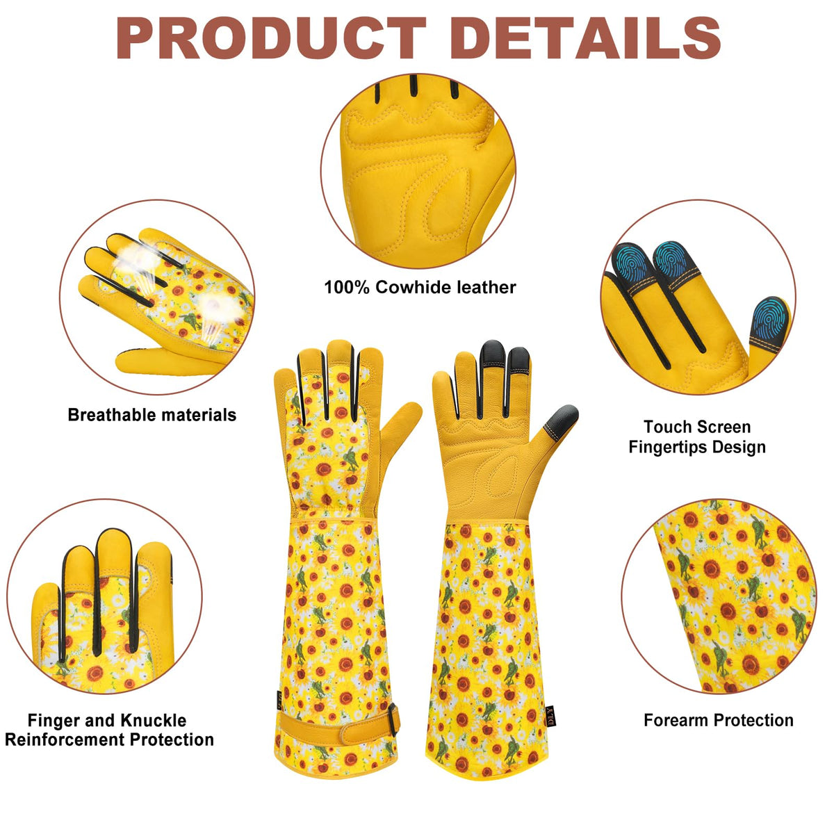 DLY long-cuff garden gloves protect forearms during pruning tasks.
