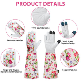 DLY Rose Gloves cowhide leather palms deliver strong grip and durability