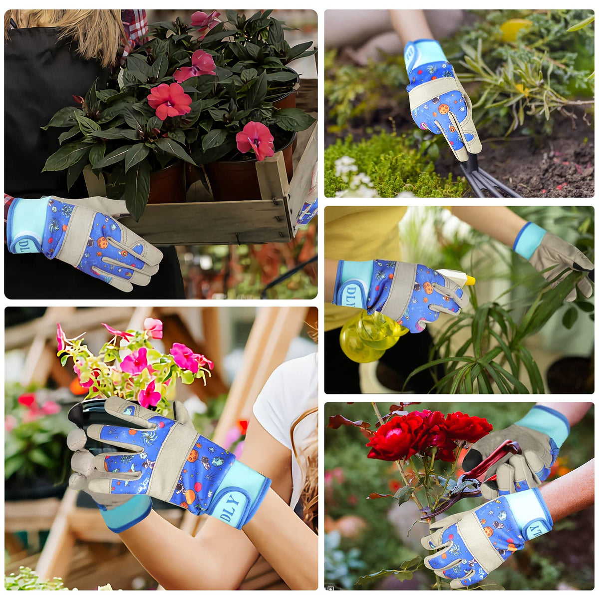 DLY Star Kids Gloves suitable for outdoor gardening tasks.